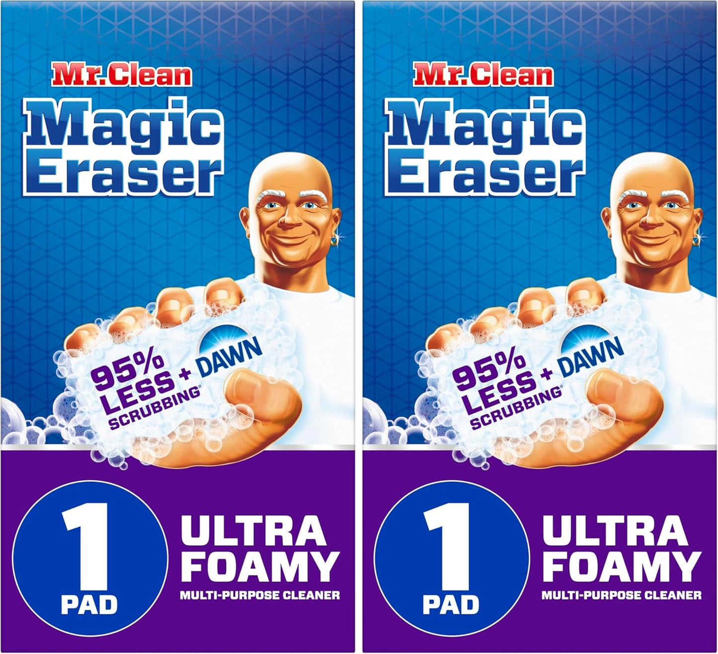 Mr. Clean Magic Eraser Ultra Foamy Multi Purpose Cleaner, Foaming Magic Eraser Sponge Multi Surface Cleaner, 1ct (Pack of 2)