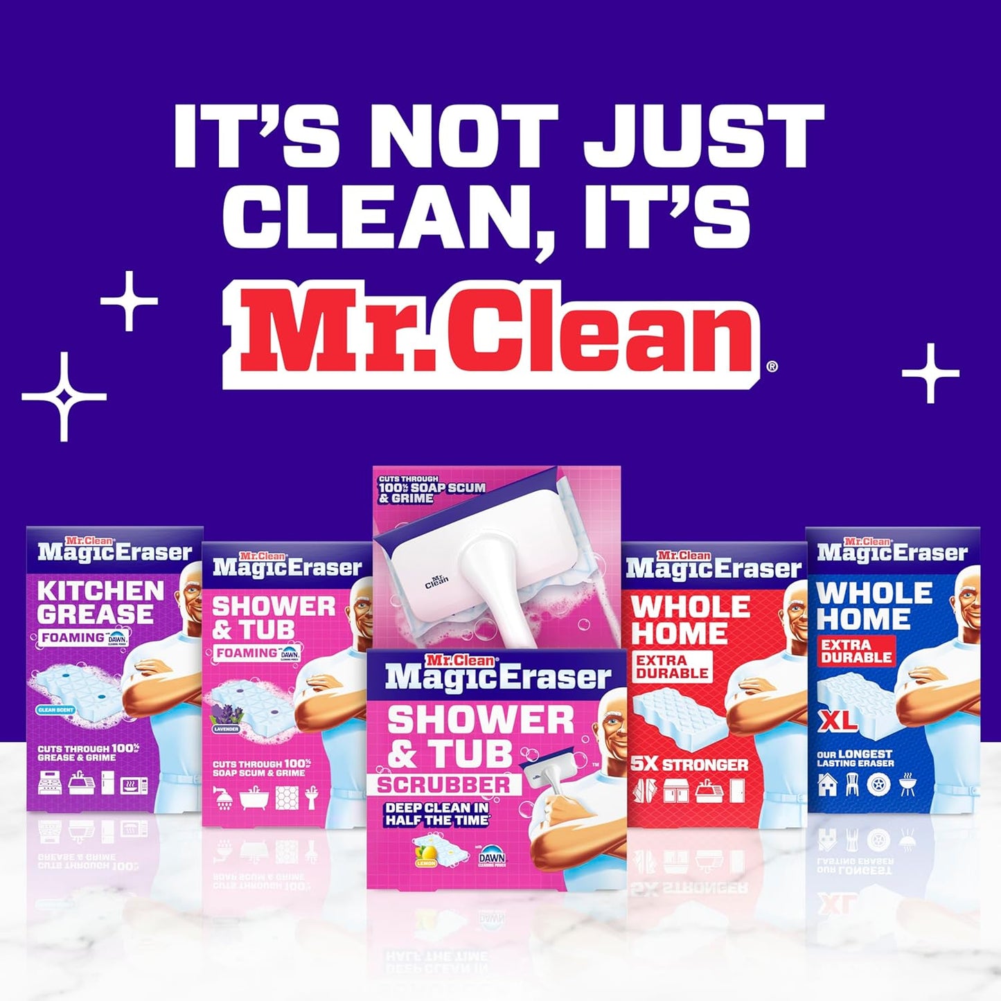 Mr. Clean Magic Eraser Foaming Sponge, All Purpose Cleaner, Dawn Cleaning Power, Wall Cleaner, Sneaker Cleaner, Oven Cleaner, Kitchen, Bathroom, Shower Cleaning Supplies, Scrubber, Ultra Foamy, 5ct