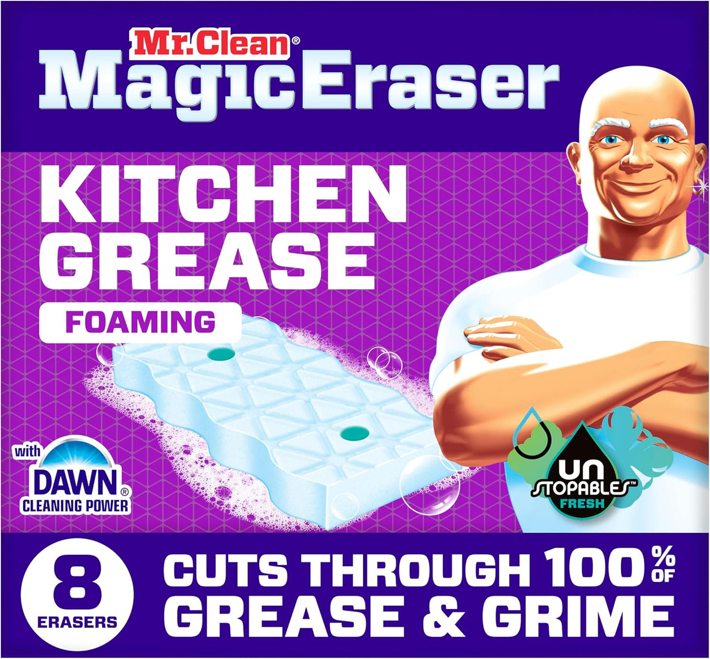 Mr. Clean Magic Eraser Foaming Sponge, All Purpose Cleaner, Dawn Cleaning Power, Wall, Sneaker, Oven Cleaner, Kitchen, Bathroom, Shower Cleaning Supplies, Scrubber, Ultra Foamy, 5ct