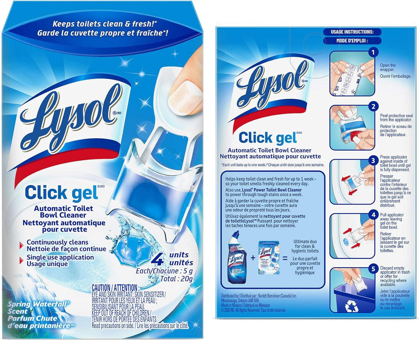 Lysol Click Gel Automatic Toilet Bowl Cleaner, Gel Toilet Bowl Cleaner, for Cleaning and Refreshing, Ocean Fresh, 6 Applicators per Pack