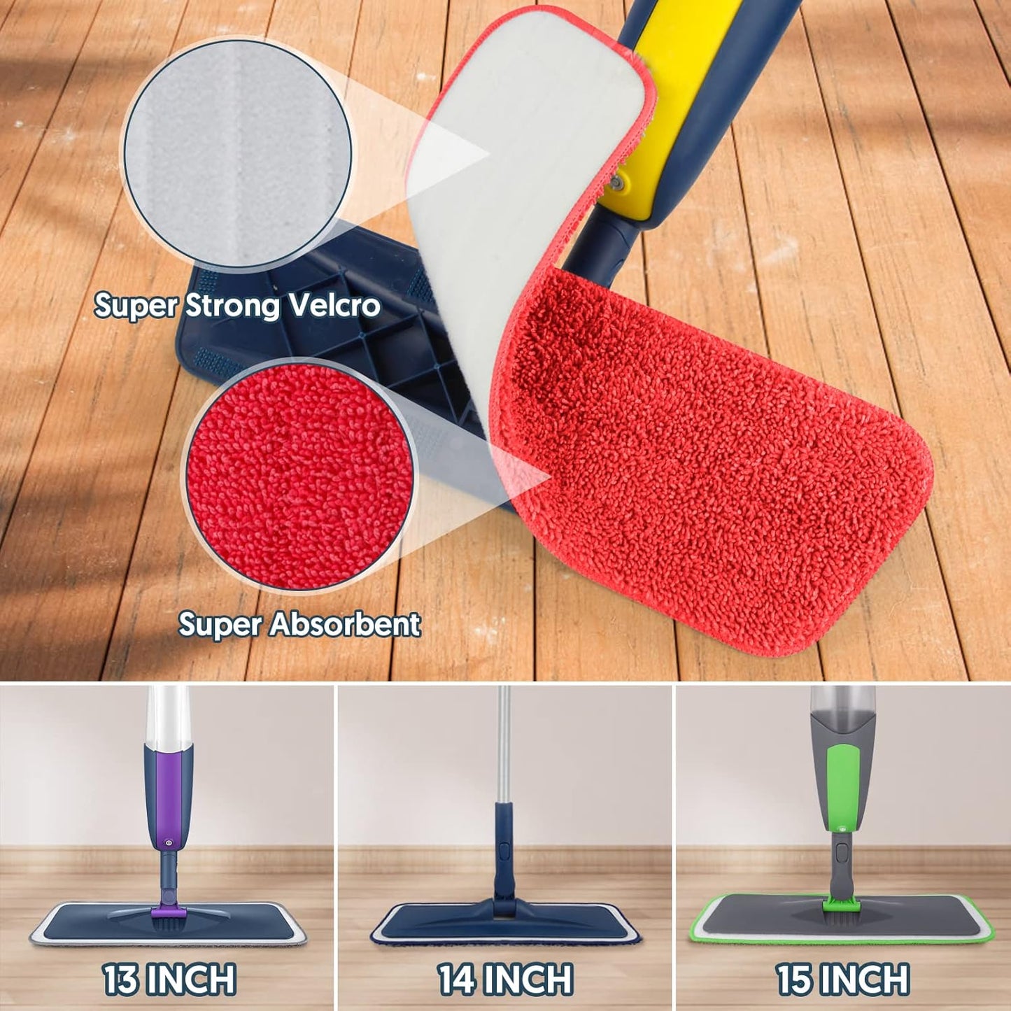 7 Count Reusable Microfiber Mop Pads for Swiffer PowerMop - MEXERRIS Microfiber Wet Pads Refills PowerMop Pads Machine Washable Hard Wood Floor Mop Pads Replacement for 13''-15'' Spray Wet Mops