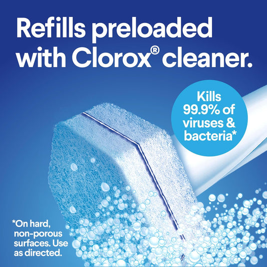 Clorox ToiletWand Disposable Toilet Cleaning System, Spring Cleaning Essential, ToiletWand, Storage Caddy, and 16 Disinfecting ToiletWand Scrubbing Pad Refills