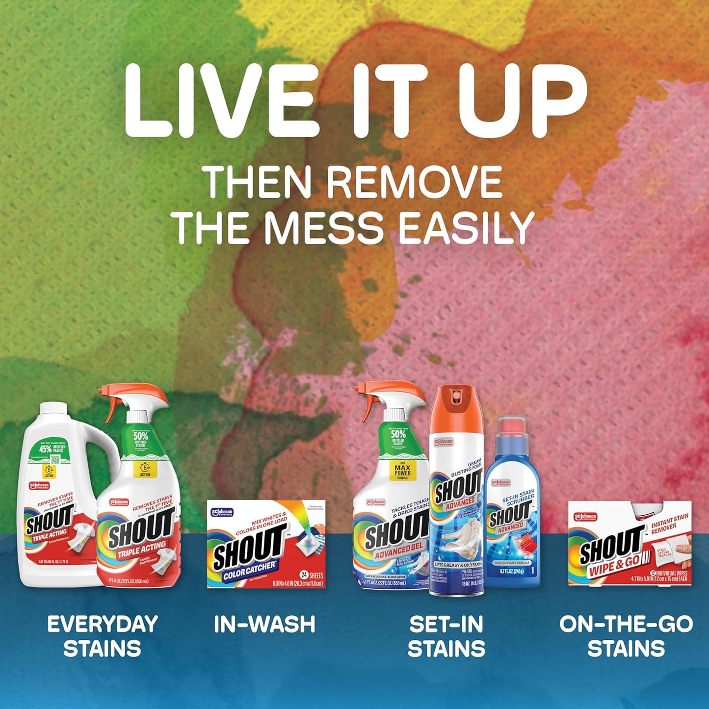 Shout Active Enzyme Laundry Stain Remover Spray for Clothes, Triple-Acting Formula Clings, Penetrates, and Lifts Tough & Everyday Stains - Prewash Refill 60oz (1.7L)