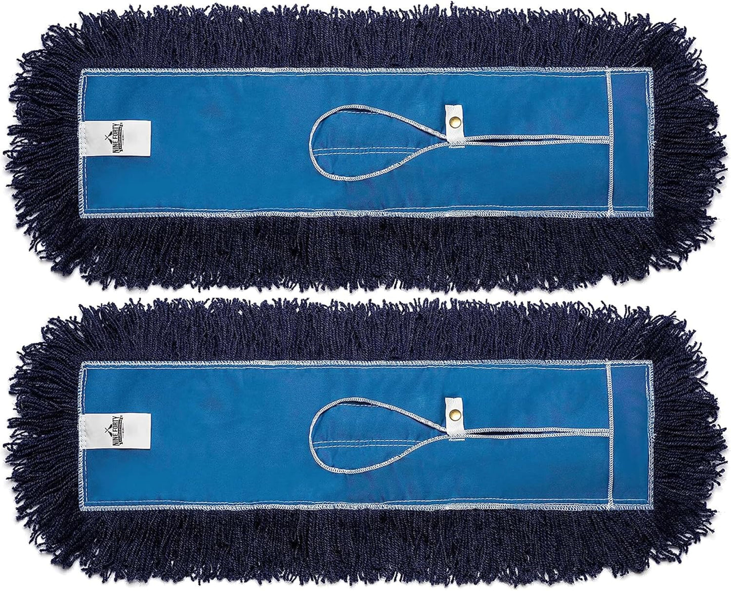 Nine Forty 36-Inch Premium Nylon Dust Mop Replacement Head - Heavy Duty Mop Head Refill for Industrial, Commercial, and Residential Cleaning - Dry Floor Duster for Hardwood Surfaces - Blue (1-Pack)