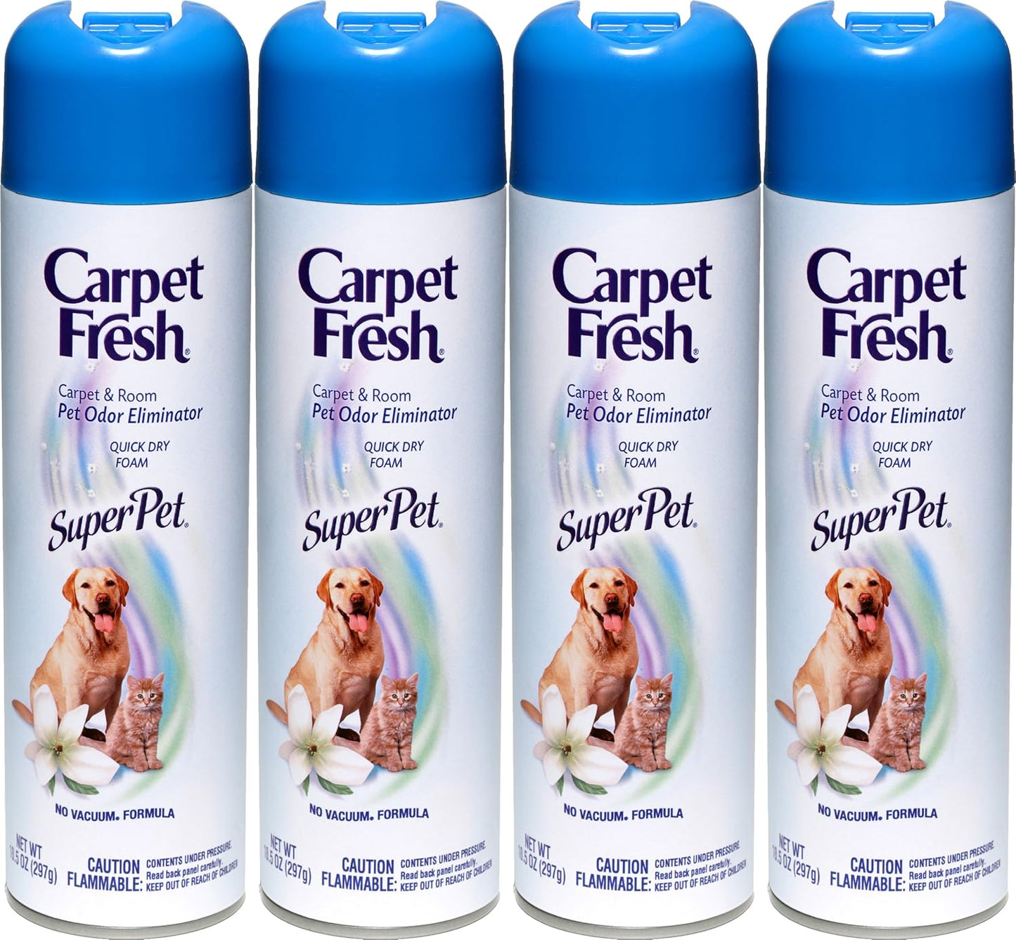 Carpet Fresh 280129 No-Vacuum Aerosol Foam Carpet Odor Eliminator, 10.5 oz. Super Pet (Pack of 4)