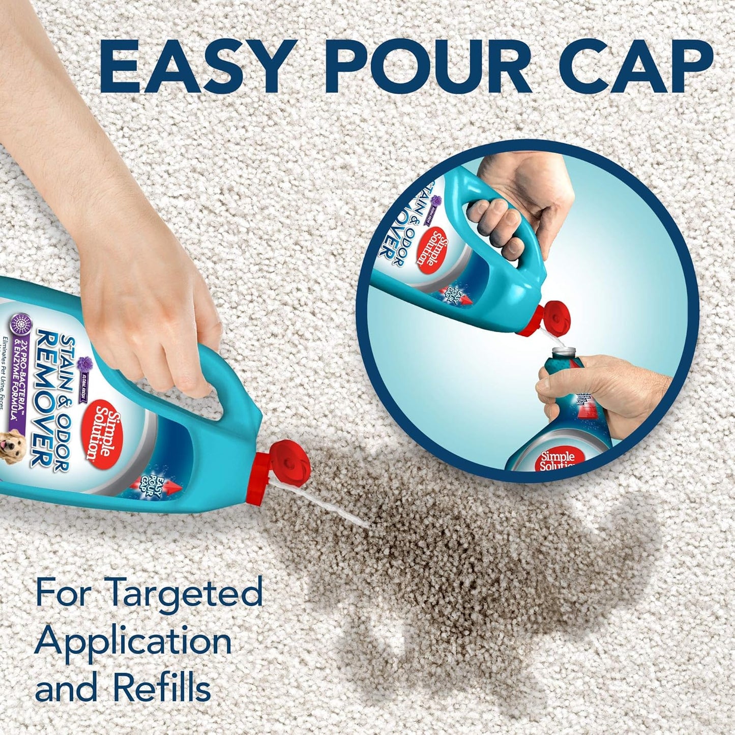Simple Solution Stain and Odor Eliminator Spray, Enzyme Carpet Cleaner for Dogs and Cats, Pet Stain Remover and Urine Odor Eliminator, Multi Surface Pet Cleaning Solution, 32 oz (Pack of 2)