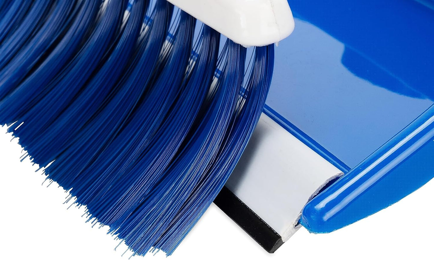 Camco Dust Pan with Whisk Broom-Whisk Broom Snaps into Dust Pan After Use|Hanger Hole for Convenient Storage|Excellent for Traveling,RVs,Campers Campsites,Dorm Rooms&More-(43945),Blue,1 Size