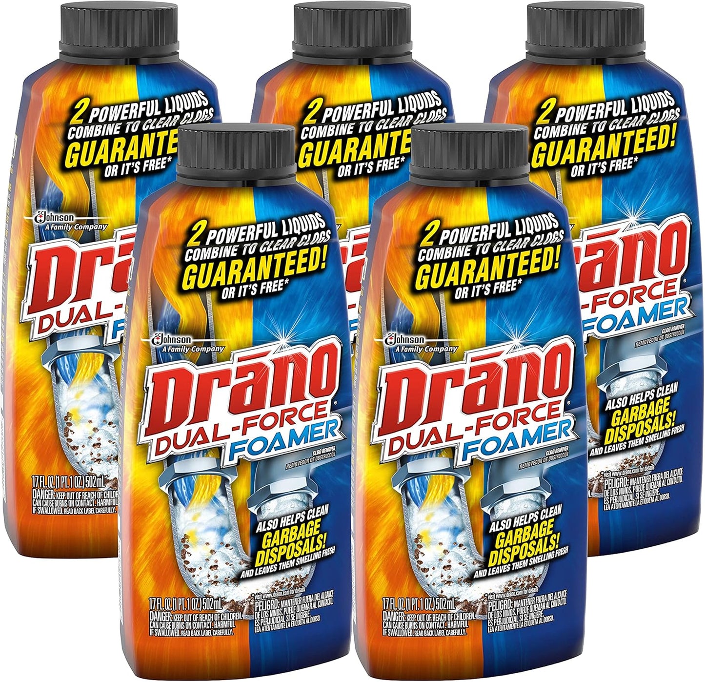 Drano Early Action Foamer Drain Clog Remover and Cleaner for Shower or Sink Drains, Unclogs and Removes Sources of Odor, 17 Fl Oz
