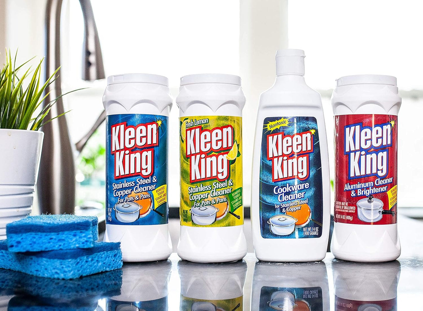 King Kleen Stainless Steel Cookware Cleaner and Copper Cleaner (14 oz, 1 Pack) Helps Remove Stains and Tarnish from Pots and Pans, Multi-Purpose Metal Cleaner, Powder Form