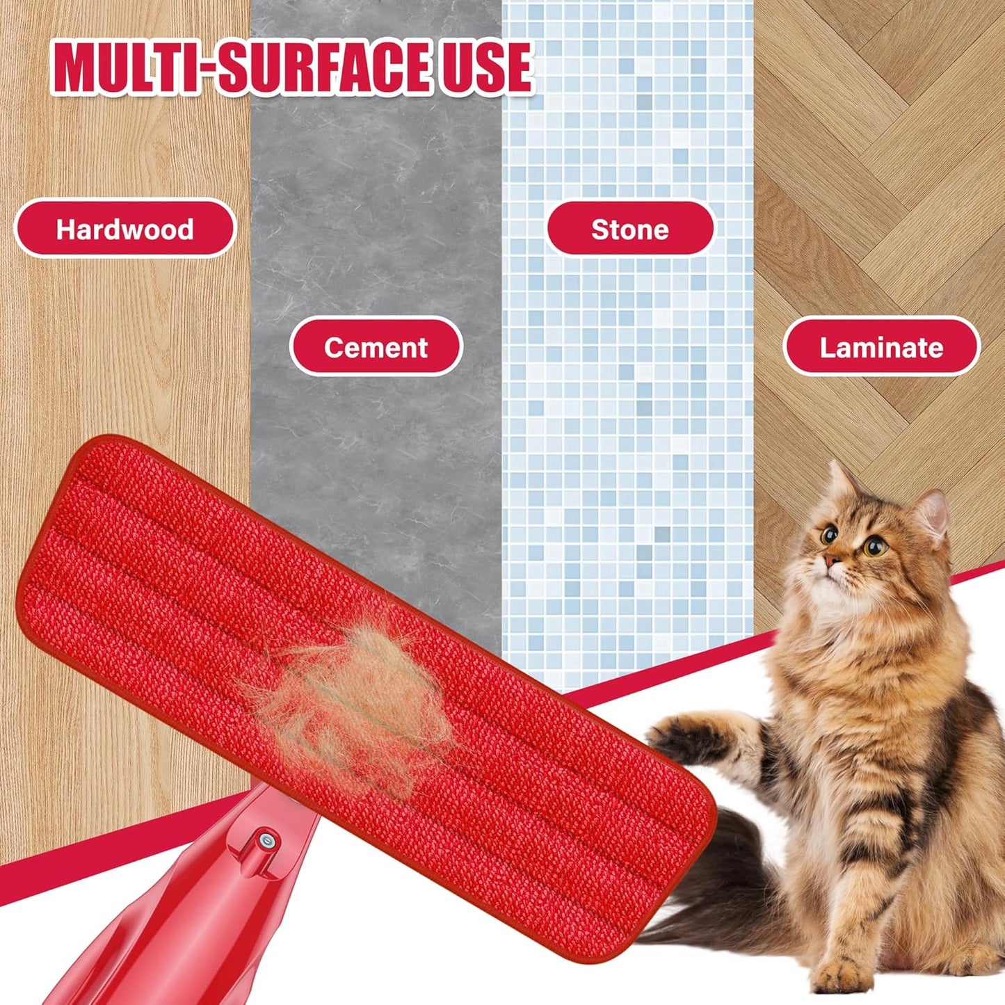 Microfiber Spray Mop for Floors Cleaning: Wet Dry Hardwood Floor Mops with 3 Washable Reusable Pads for Swiffer Powermop - Flat Mop with Sprayer for Tile Wood Laminate Vinyl Marble