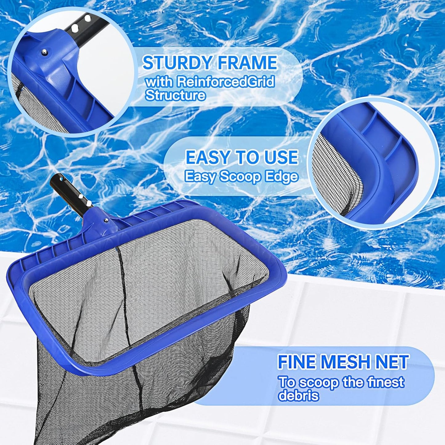 Pool Brush Head | 18" Heavy Duty Floor Brush | Stainless Steel Brush | Metal Pool Scrubber Brush | Wire Bristles & Aluminium Back for Sweep Calcium Buildup, Rust Stains on Concrete