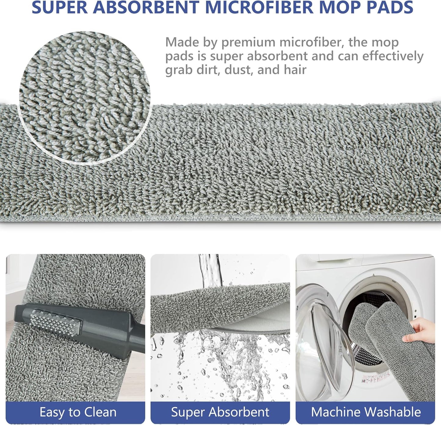 HOMTOYOU Spray Mop for Floor Cleaning: Wet Mop with 4 Washable Microfiber Pads and 2 Refillable Bottles for Hardwood Laminate Wood Vinyl Ceramic Tiles Home Kitchen