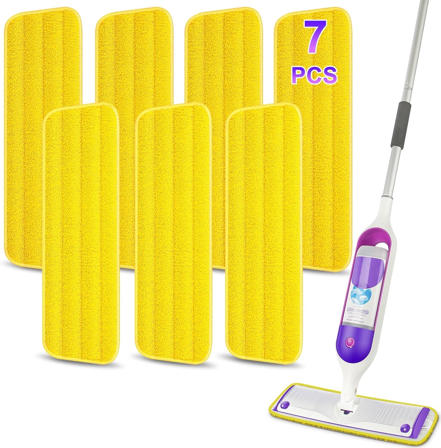 7 Count Reusable Mop Pads for Swiffer PowerMop -MEXERRIS Microfiber Wet Mops Refills PowerMop Pads Refills Machine Washable Hard Floor Mop Pads Replacement for 13''-15'' Spray Floor Mops