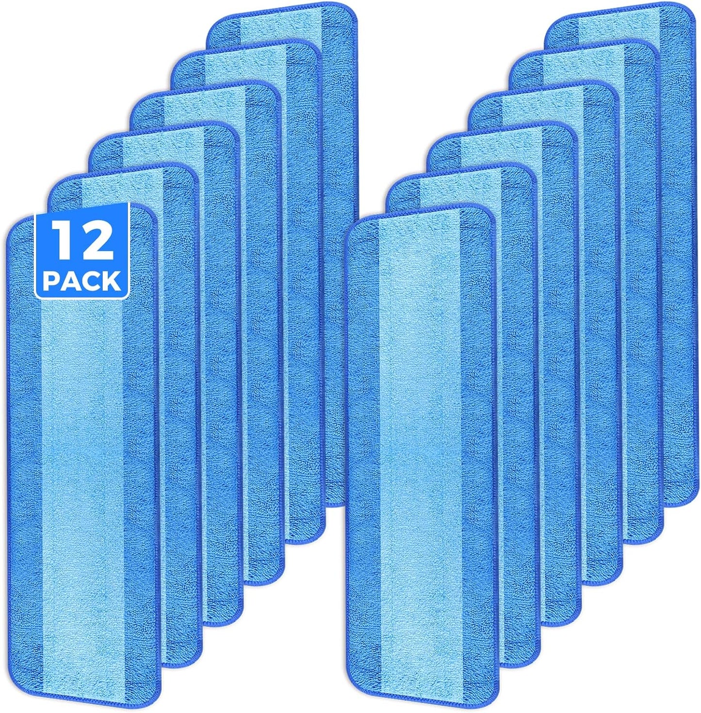 wlich 4-Pack Microfiber Cleaning Pads, 18-Inch Microfiber Mop Pads Compatible with Bona Mop, Washable and Reusable Mop Pad Refills for Hardwood Tile Laminate Floors