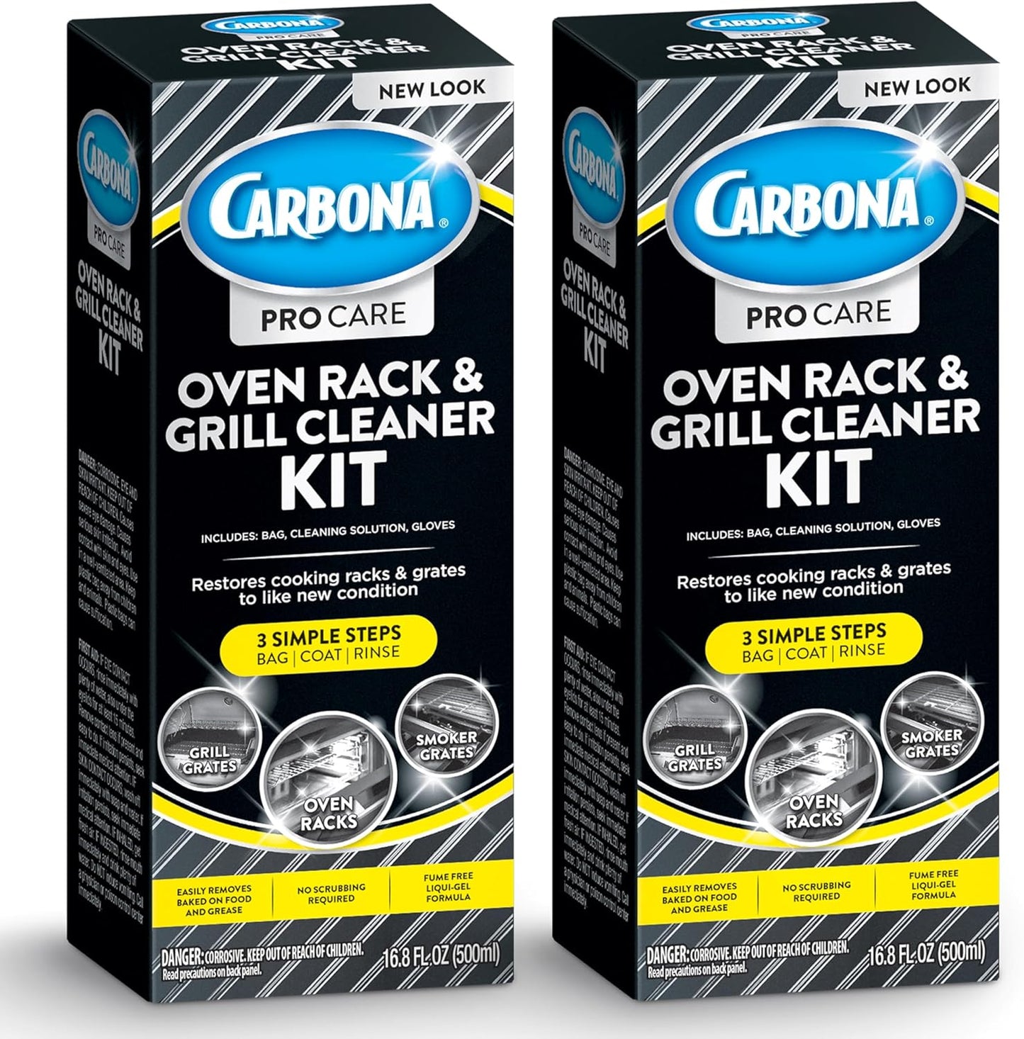 Carbona Oven Rack & Grill Cleaner Kit, Includes Bag & Gloves, Eliminates Thick Grease, Grime & Baked-On Food, Unscented Formula
