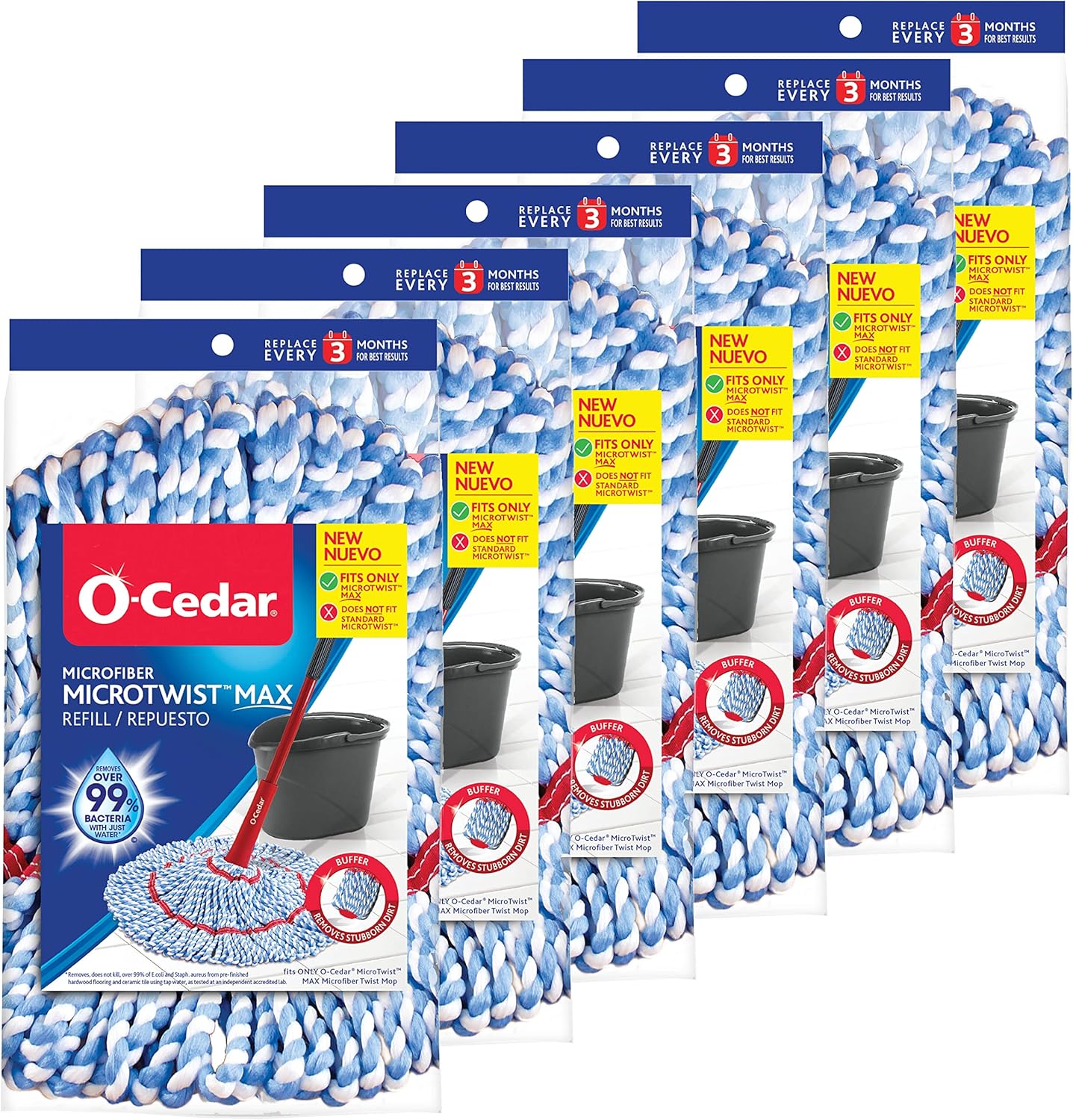 O-Cedar Genuine MicroTwist MAX Twist Mop Head Replacement | Machine Washable | Reusable | Microfiber Refill | Removes 99% of Bacteria