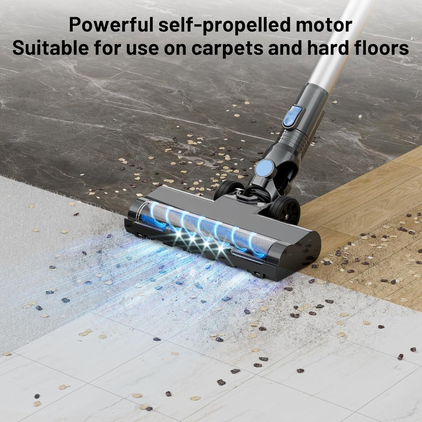 VIPSUN Cordless Vacuum Cleaner with Self-Standing, LED Screen Stick Vacuum Cleaners for Home, Lightweight Powerful Suction Vacuum, 6-in-1 Rechargeable Vacuum for Carpets, Pet Hair, Hardwood Floors