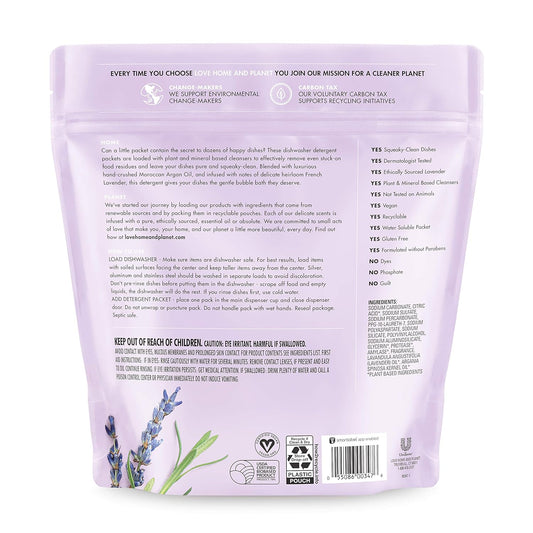 Love Home and Planet Dishwasher Detergent, Gel Lavender & Argan Oil, 56 oz