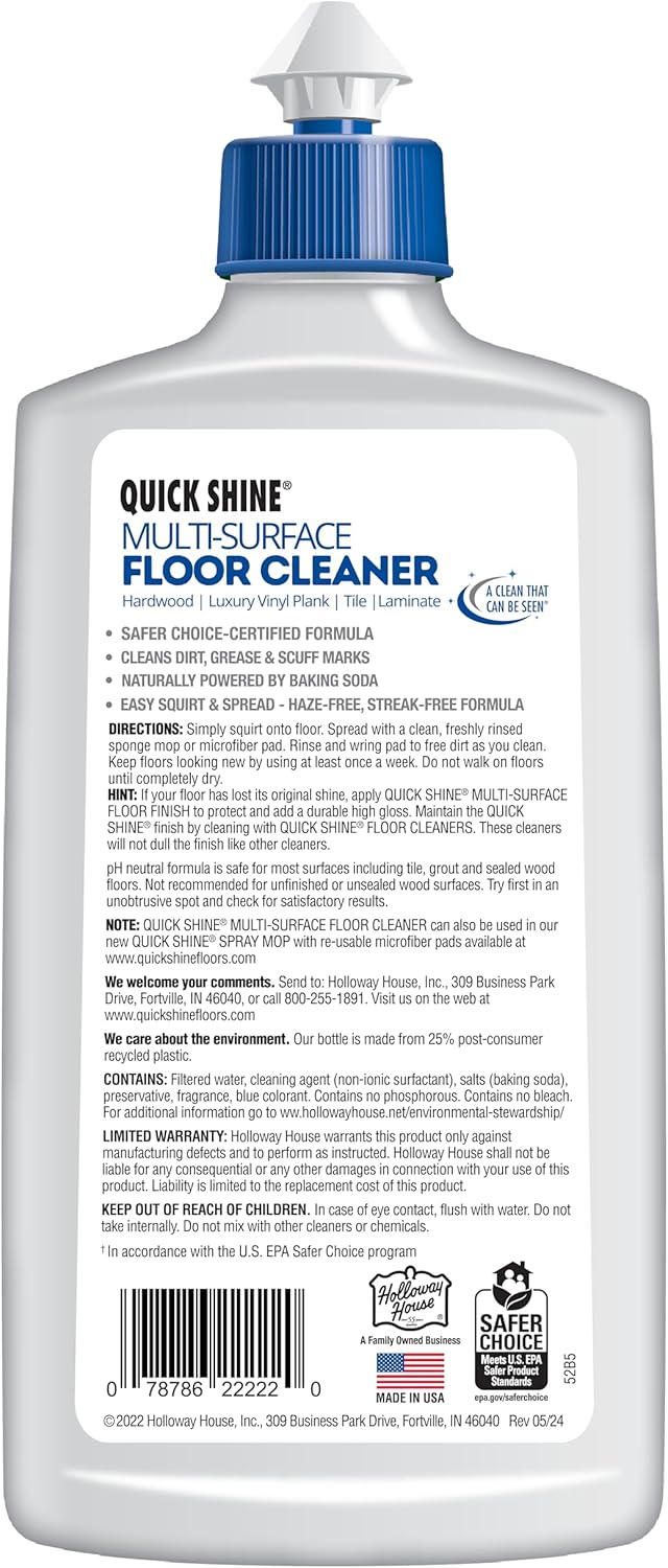 Quick Shine Spray Mop Kit with 1 Microfiber Pad & 1 Multi-Surface Floor Cleaner 16oz | Maneuvers under and around furniture for Easy Cleaning | No Batteries Required | Refillable Cleaning Cartridge