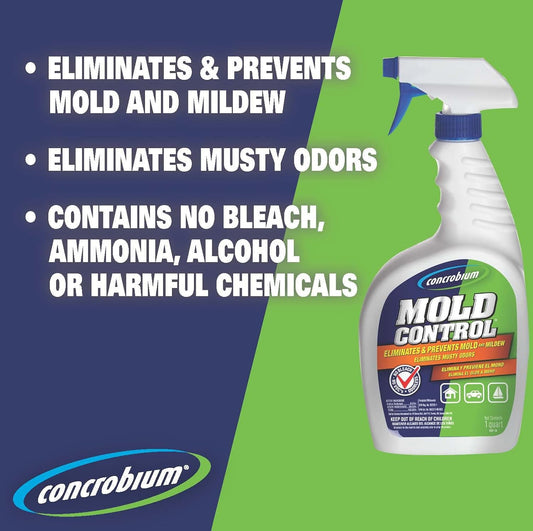 Mold Control Spray, 32 oz, Mold and Mildew Cleaner for Hard Surfaces, Helps Eliminate and Prevent Mold and Musty Odors, No Bleach Formula for Indoor and Outdoor Use