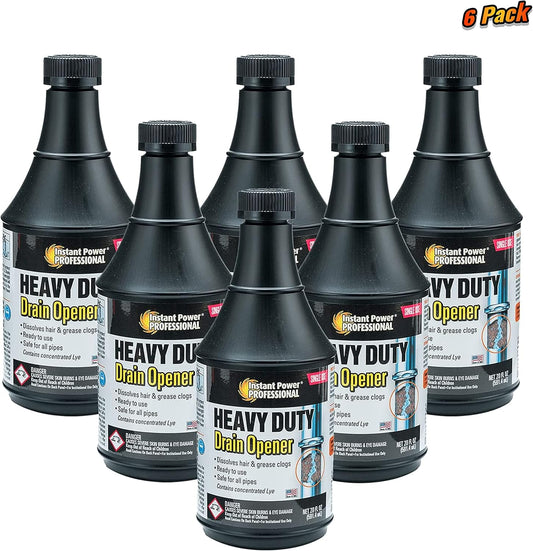 Instant Power Professional Heavy Duty Drain Opener - Sink and Shower Drain Cleaner, Clog Remover and Deodorizer, Dissolves Hair and Grease Clogs, Ready to Use, Made in USA - 20 Fl Oz