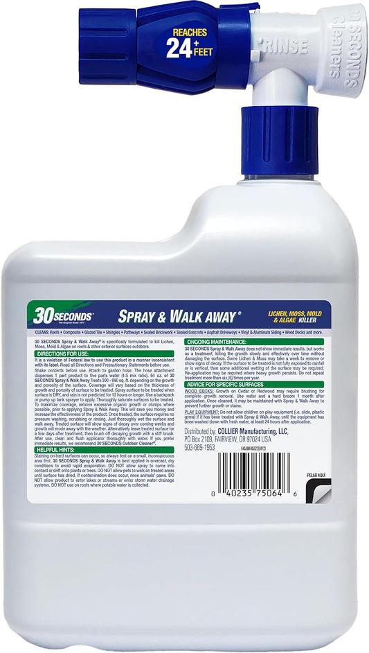 Mold and Mildew Stain Remover Concentrate | Spray & Walk Away Outdoor Cleaner | 1 Gallon