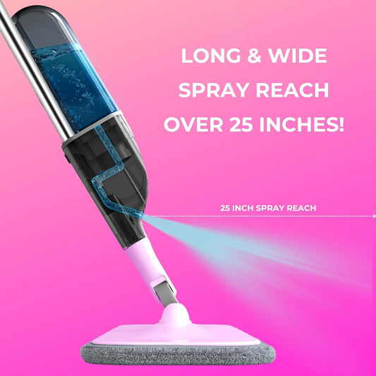 Spray Mop for Floors -Refillable Bottle, Machine Washable Pads