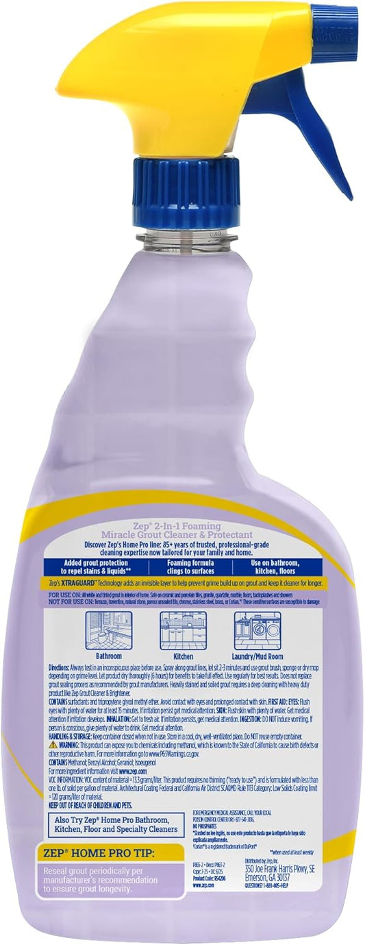 Home Pro Foaming Miracle Grout Cleaner & Protectant - 32 Fl. OZ - (Pack of 1) 2-in-1 for Sparkling Clean Grout Lines