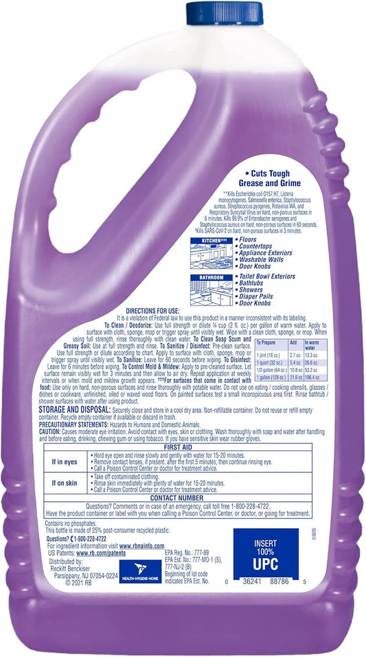 All Purpose Cleaner, Multi-Surface Disinfectant Floor Cleaner for Mopping Solution, Household Cleaning Supplies, for Bathroom & Kitchen, Lemon & Sunflower Scent, 144 oz