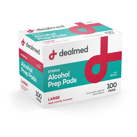 Dealmed 200 Sterile Alcohol Prep Pads Isopropyl Wipes Individually Wrapped Medium Square, 2-Ply for Cuts Scrapes and General 