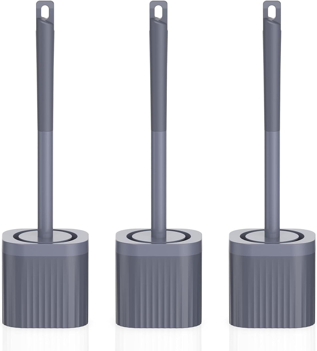 Toilet Brush, 3 Pack Compact Toilet Bowl Brush and Holder Set with Nylon Bristles Toilet Cleaner Brush Hidden Toilet Scrubber