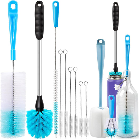 Holikme Bottle Brush Tube Cleaning Lab Set with Long Handle, Cup Cleaner for Washing Narrow Neck Beer Wine Decanter Pipes Lid