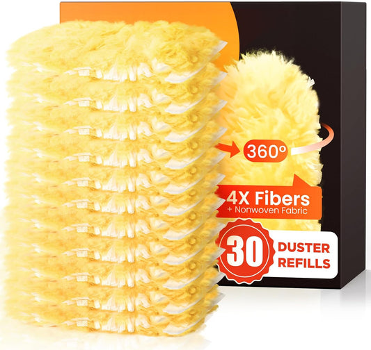 30 Count Heavy Duty Duster Refills for Swiffer, Multisurface 360° Larger Size Dusters with 4X Microfibers, Unscented Disposab