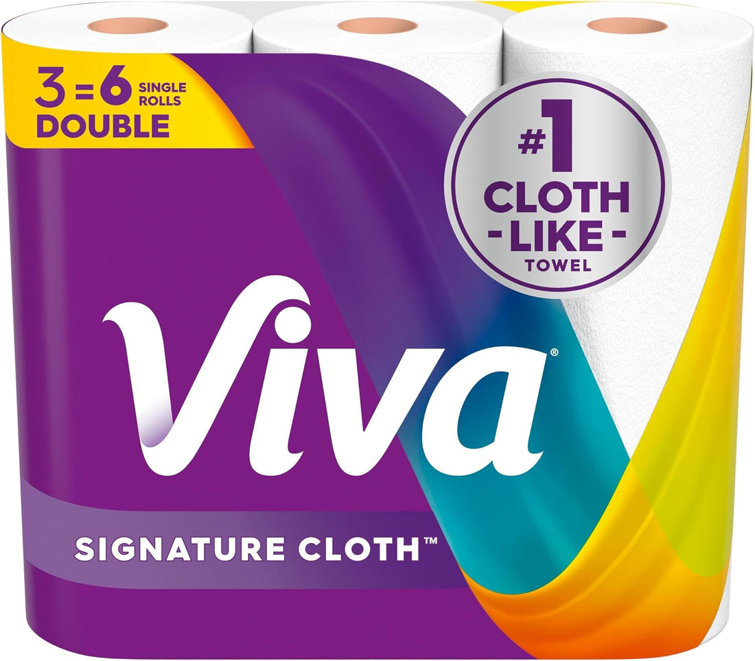 Viva Signature Cloth Paper Towels, Task Size, 8 Family Triple Rolls, 141 Sheets per Roll (Packaging May Vary)
