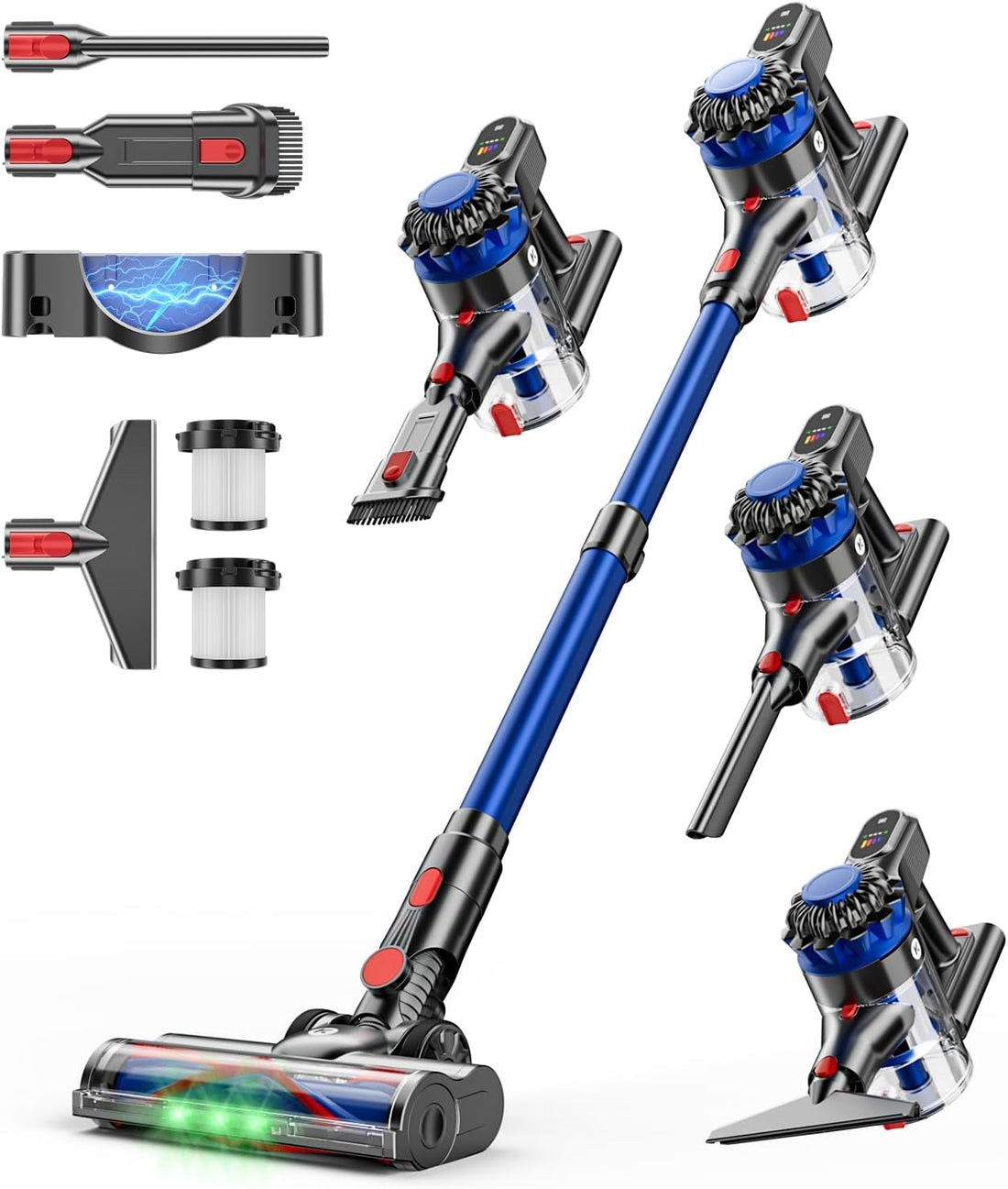 KARDV Cordless Vacuum Cleaner, 500W/40Kpa Vacuum Cleaners for Home, 60Mins Stick Vacuum with LED Display, Anti-Tangle & Wall 