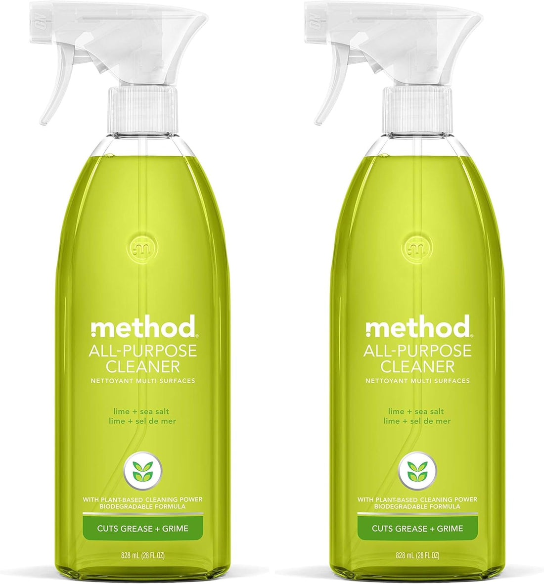 Method All-Purpose Cleaner Spray, Lime + Sea Salt, Perfect for Most Counters, Tiles, Stone, and More, 28 oz Spray Bottles, (P