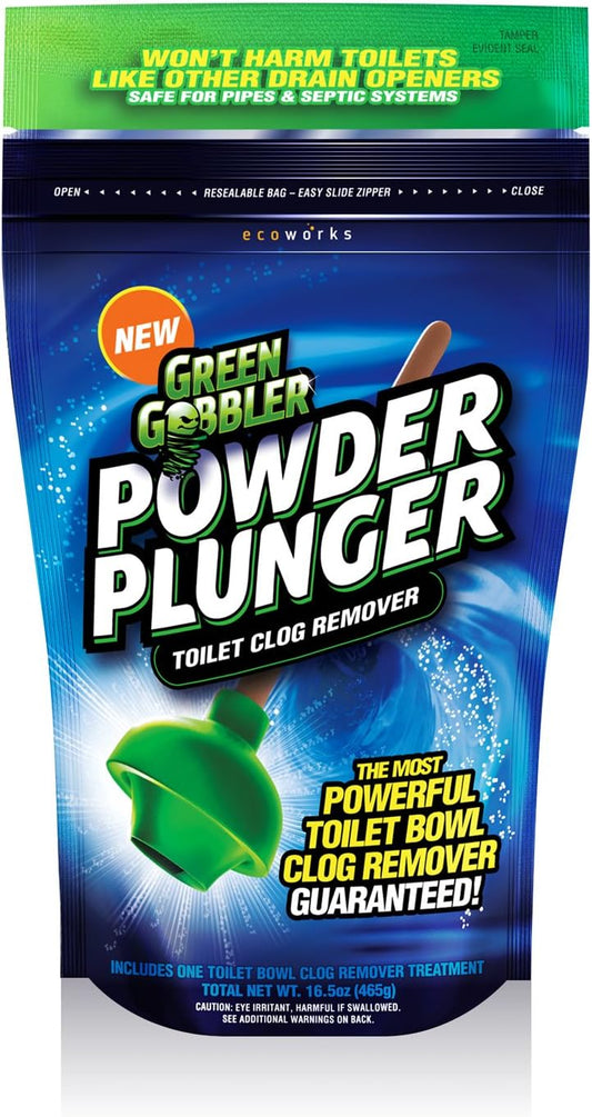 ECOCLEAN SOLUTIONS INC Ggpppowder Plungergreen Gobbler The Only Drain Opener Safe to Use In Toilets, Opens Tough Toilet Clogs