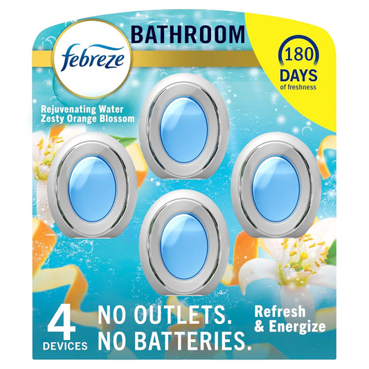Febreze Bathroom Air Freshener, Odor-Fighting, Plug In Alternative, Air Fresheners for Small Spaces in Home, Bathroom, Kitche