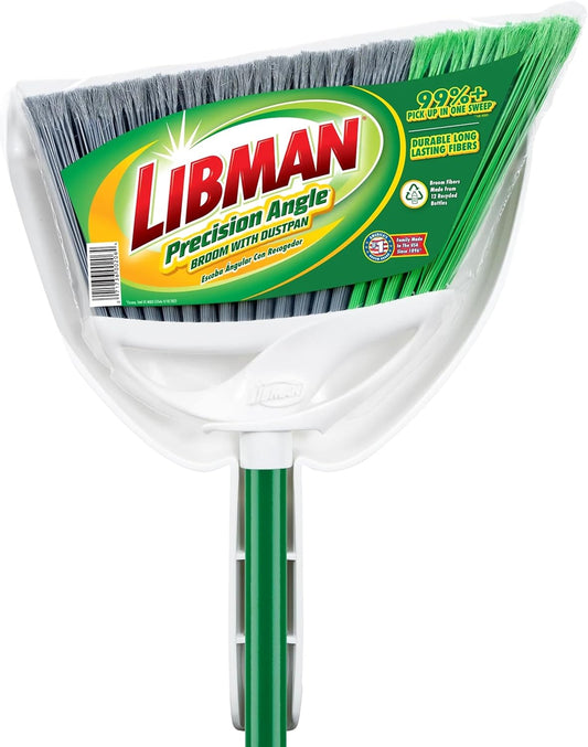Libman FlexTech Broom with Dustpan Combo Set for Sweeping Indoor and Outdoor Floors, Pet, Dog Hair Broom, 55” Precision Angle