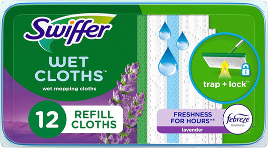 Swiffer Sweep + Mop, Wet Pads Refill, Floor Cleaner for Dirt, Dust, Hair, Cleaning Cloths for Mopping Home, Bathroom, Kitchen