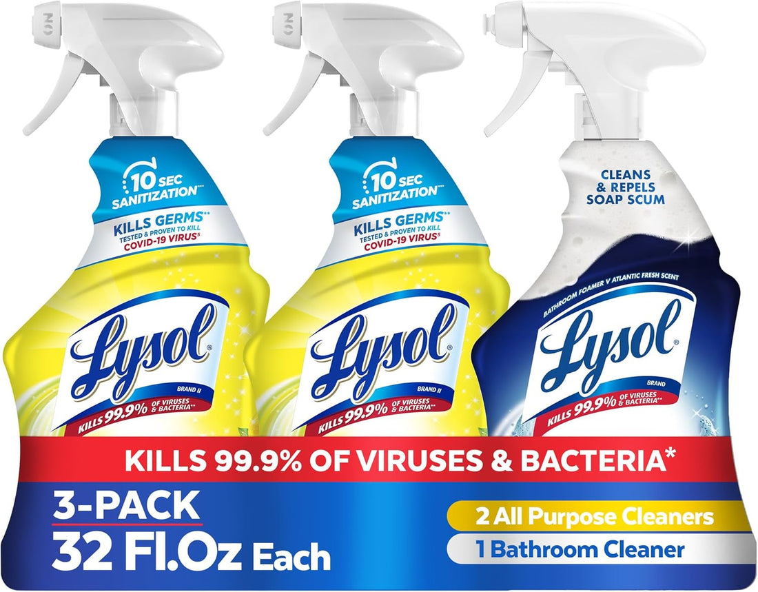 Lysol All Purpose Cleaner Spray, Multi-Purpose Disinfecting Spray & Bathroom Cleaner, Lemon Breeze + Island Breeze Scent, 32 