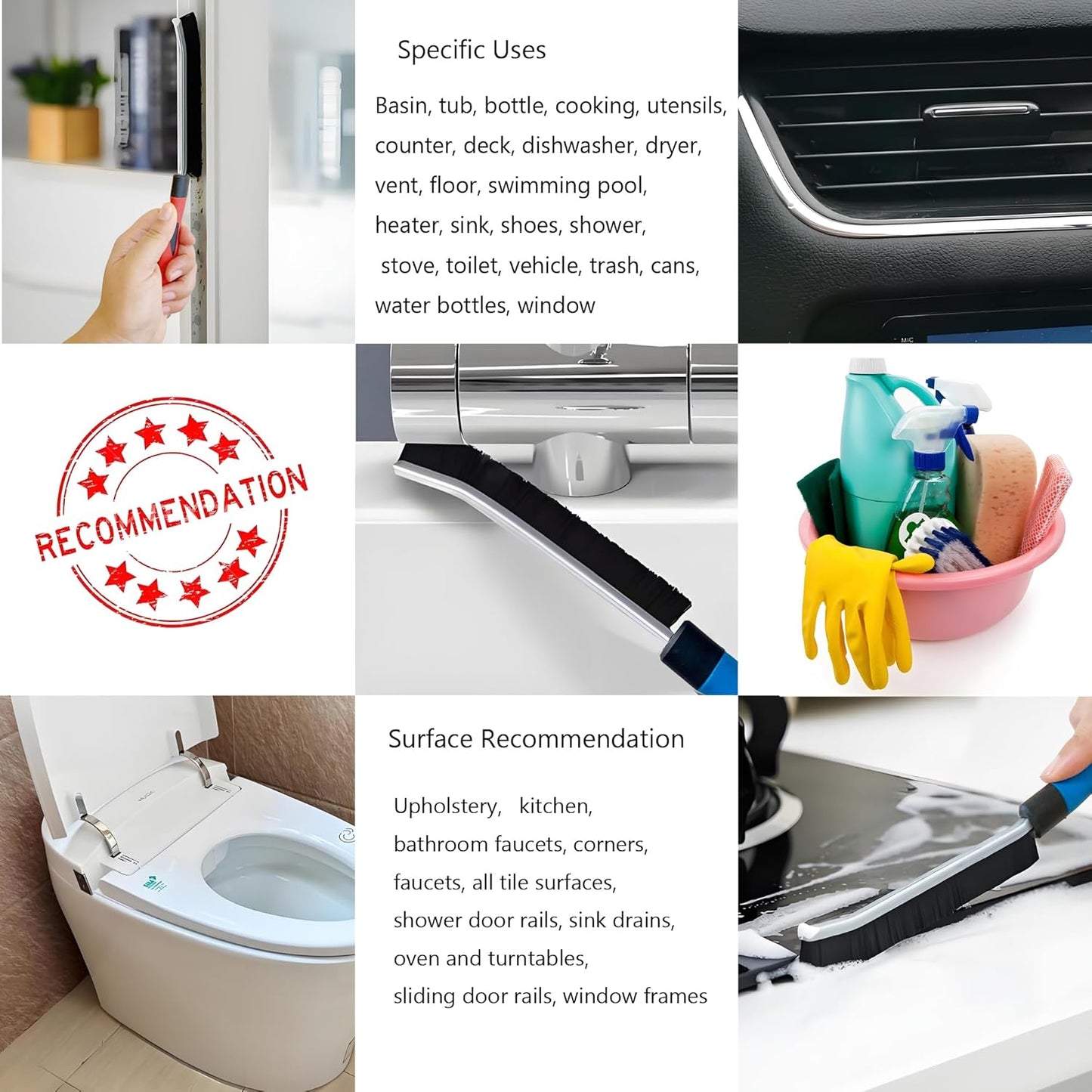 Crevice Cleaning Brush 12Pcs, Hard Bristle Deep Cleaning Brushes Supplies for Household use, Kitchen, Bathroom, Corner, Grout, Sink, Cup, Teapot, Bottle, Blender