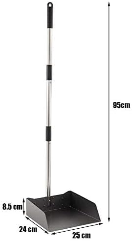 Metal Broom with Dustpan Combo Set-Long Handle Broom with Dustpan,Heavy Duty Standing Dust Pan & Soft Bristles Brooms,Indoor Outdoor Dust Pan Brooms for Home Office Lobby Floor