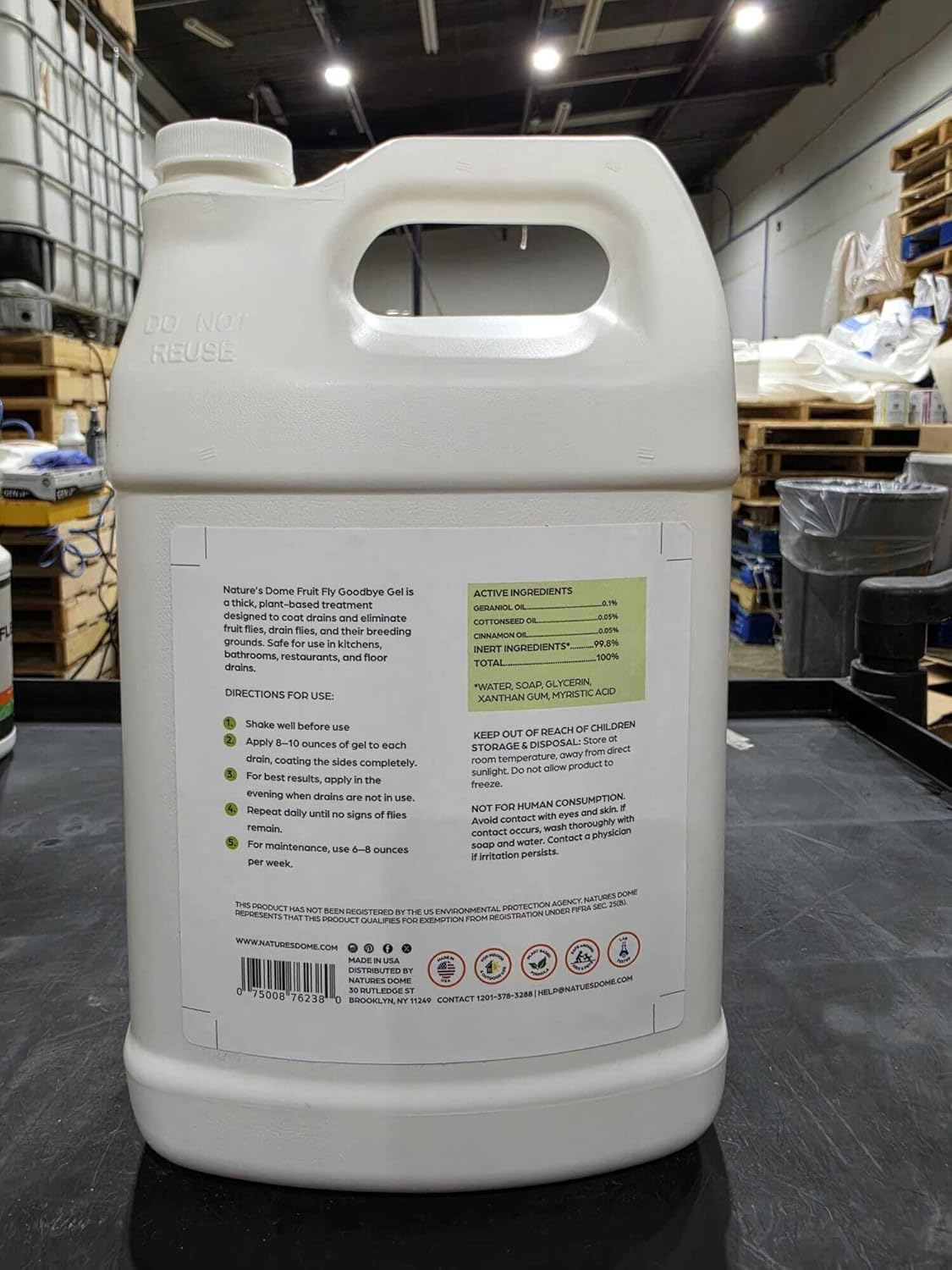 Drain Fly Killer Gel – 1 Gallon – Kills & Prevents Drain Flies, Fruit Flies & Sewer Flies – Natural Plant-Based Treatment for Sinks, Pipes & Drains – Safe for Septic Systems