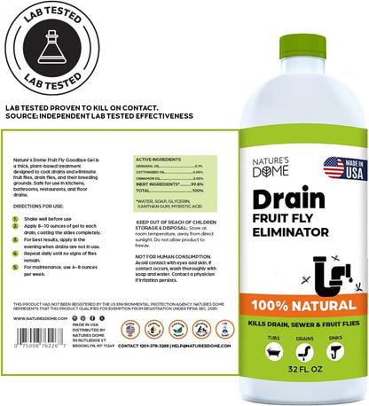 Drain Fly Killer Gel – 1 Gallon – Kills & Prevents Drain Flies, Fruit Flies & Sewer Flies – Natural Plant-Based Treatment for Sinks, Pipes & Drains – Safe for Septic Systems