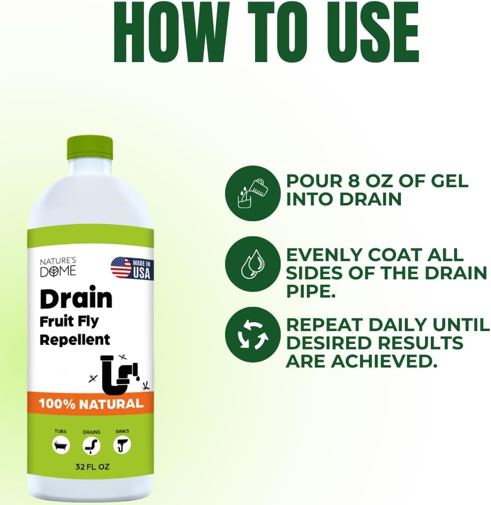 Drain Fly Killer Gel – 1 Gallon – Kills & Prevents Drain Flies, Fruit Flies & Sewer Flies – Natural Plant-Based Treatment for Sinks, Pipes & Drains – Safe for Septic Systems