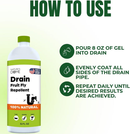 Drain Fly Killer Gel – 1 Gallon – Kills & Prevents Drain Flies, Fruit Flies & Sewer Flies – Natural Plant-Based Treatment for Sinks, Pipes & Drains – Safe for Septic Systems