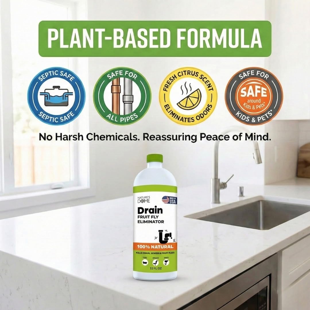 Drain Fly Killer Gel – 1 Gallon – Kills & Prevents Drain Flies, Fruit Flies & Sewer Flies – Natural Plant-Based Treatment for Sinks, Pipes & Drains – Safe for Septic Systems