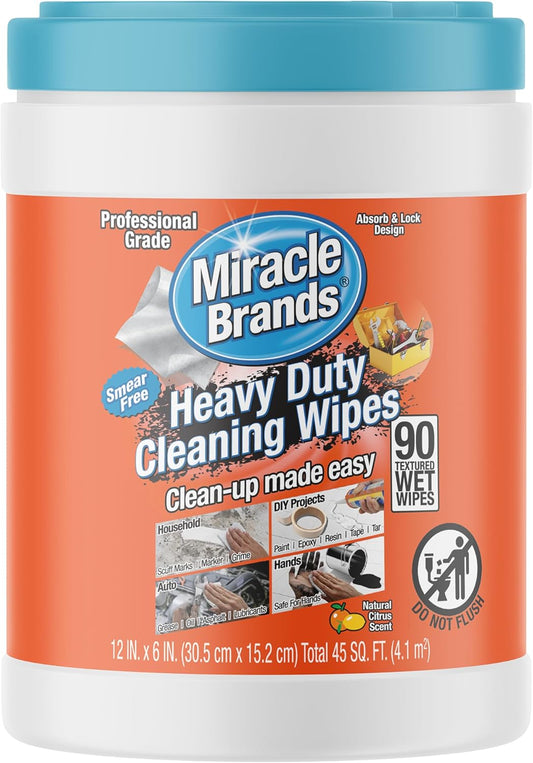for Heavy Duty Cleaning (90 Count) - All Purpose Cleaner, Kitchens, Bathrooms, Countertops, Hands, Indoors, Outdoors - Removes Grease, Grime, Crayon, Dirt & More