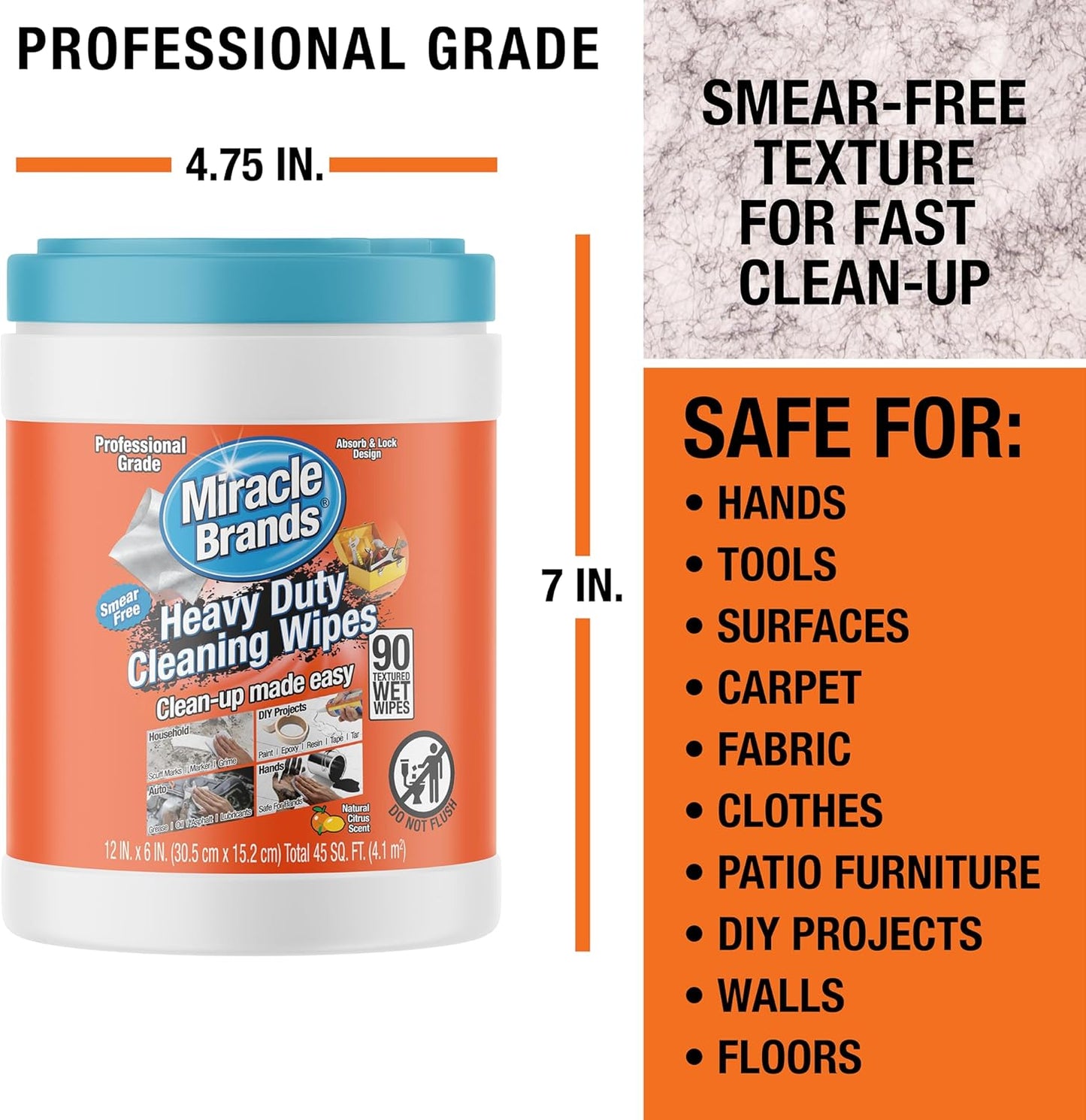 for Heavy Duty Cleaning (90 Count) - All Purpose Cleaner, Kitchens, Bathrooms, Countertops, Hands, Indoors, Outdoors - Removes Grease, Grime, Crayon, Dirt & More